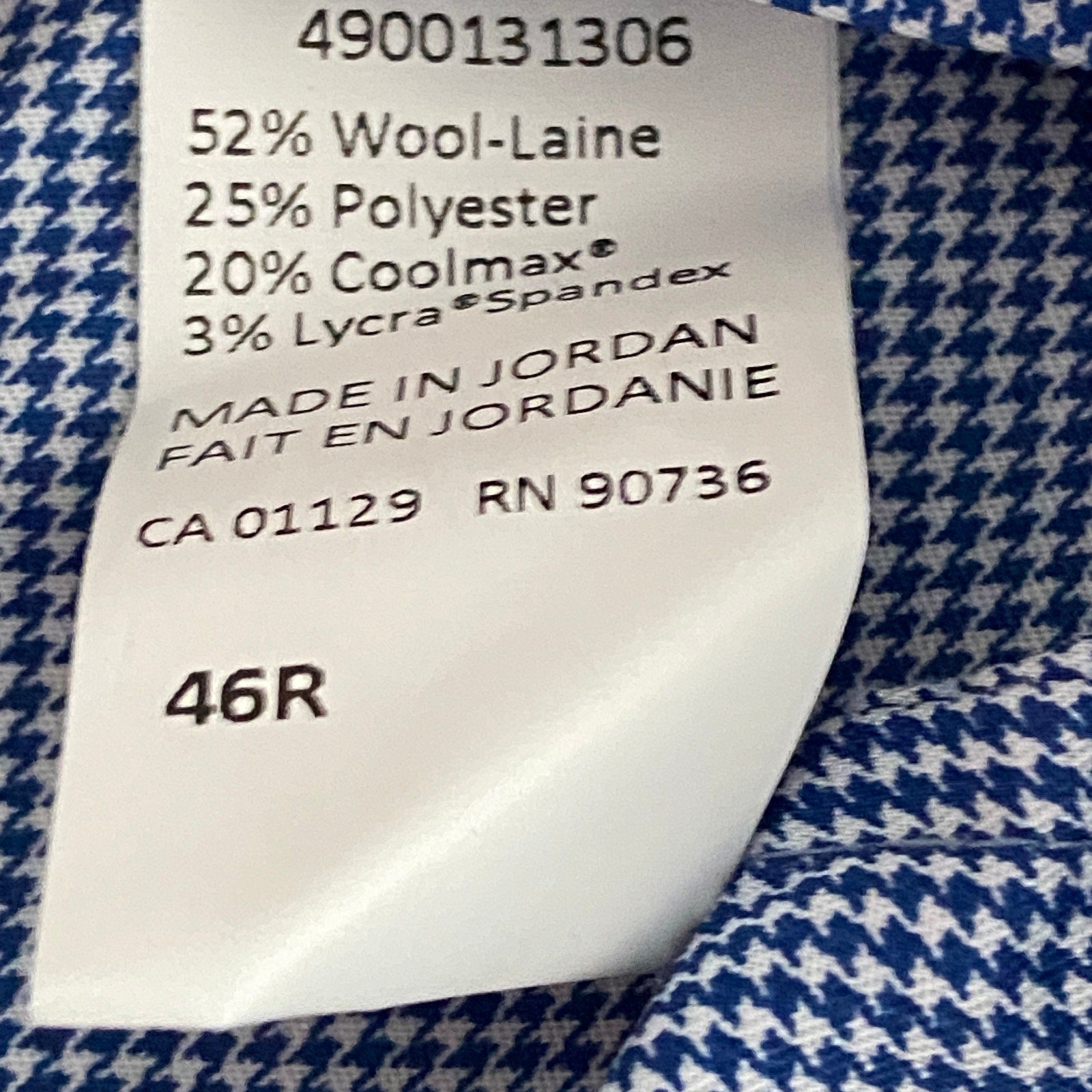 Hart Schaffner Marx Pants Men's 46R Dress Pant New York Fit Wool Blue