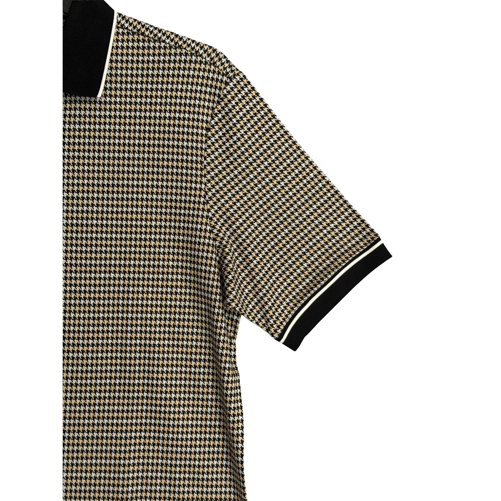Murano Polo Shirt Men's LT Big & Tall Short Sleeve Brown Black Houndstooth