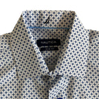 Nautica Dress Shirt Men's 14-14.5 32/33 Performance Slim Fit Blue Floral NEW