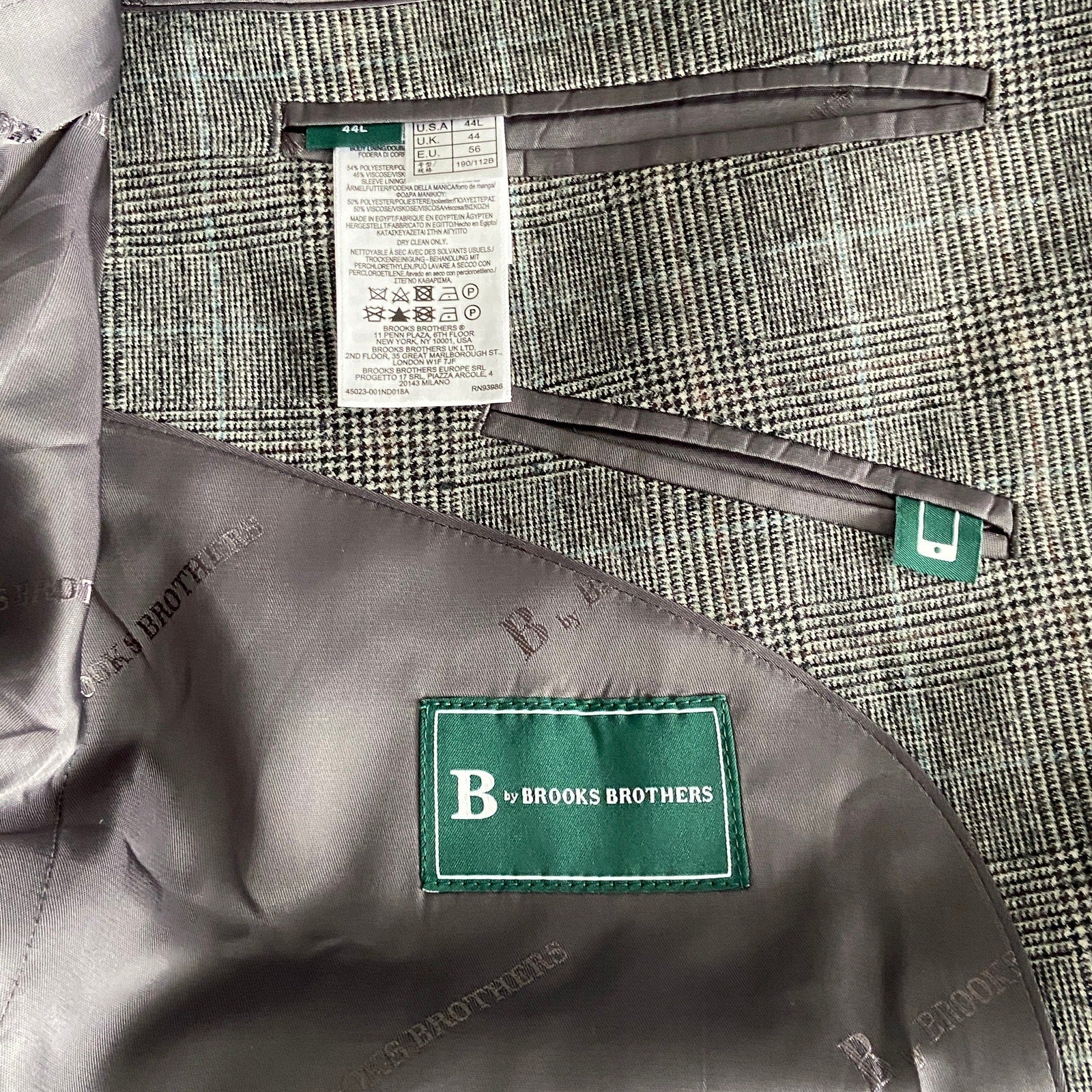 Brooks Brothers Sport Coat Men's 44 Long Sport Coat Grey Plaid Wool Blend