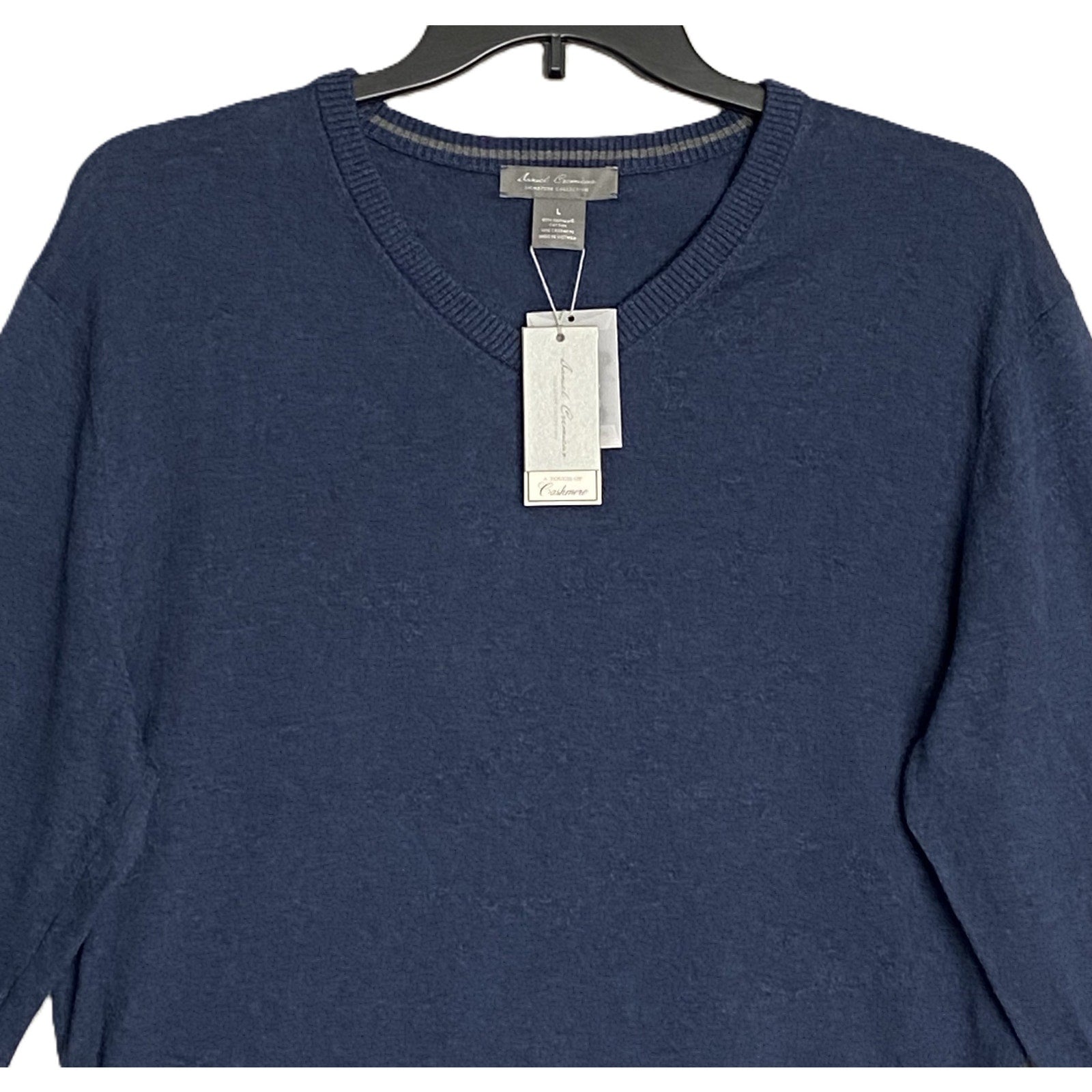 Daniel Cremieux V-Neck Sweater Men's Large Pima Cotton Cashmere Blend Navy