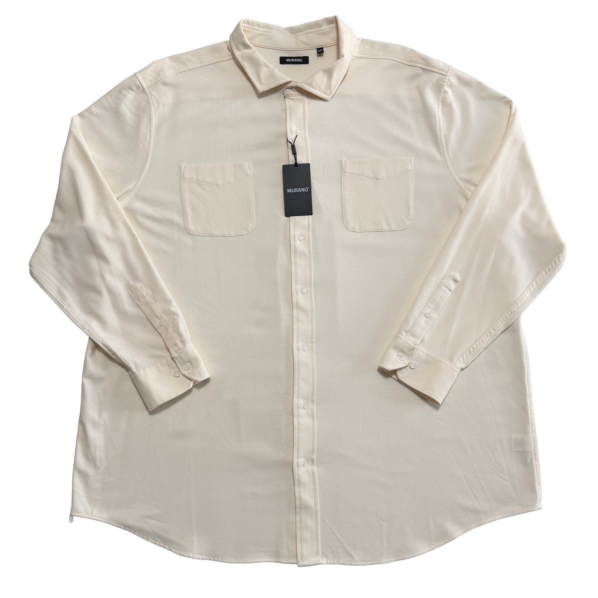 Murano Woven Shirt Men's 4XT Big & Tall Solid Long Sleeve Pockets Ecru
