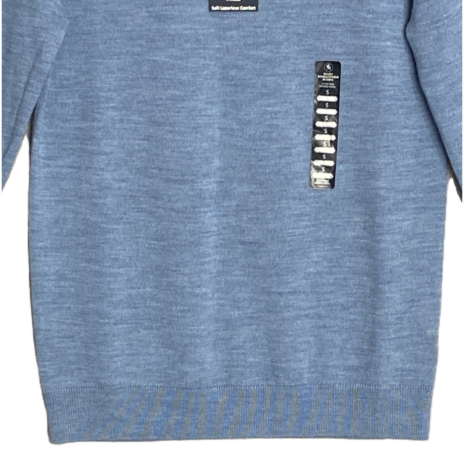 Hart Schaffner Marx Sweater Men's Small Crew Neck Merino Wool Blue Heather