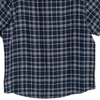 Michael Kors Men's XXL Slim Fit Short Sleeve Shirt Linen Dark Blue Check