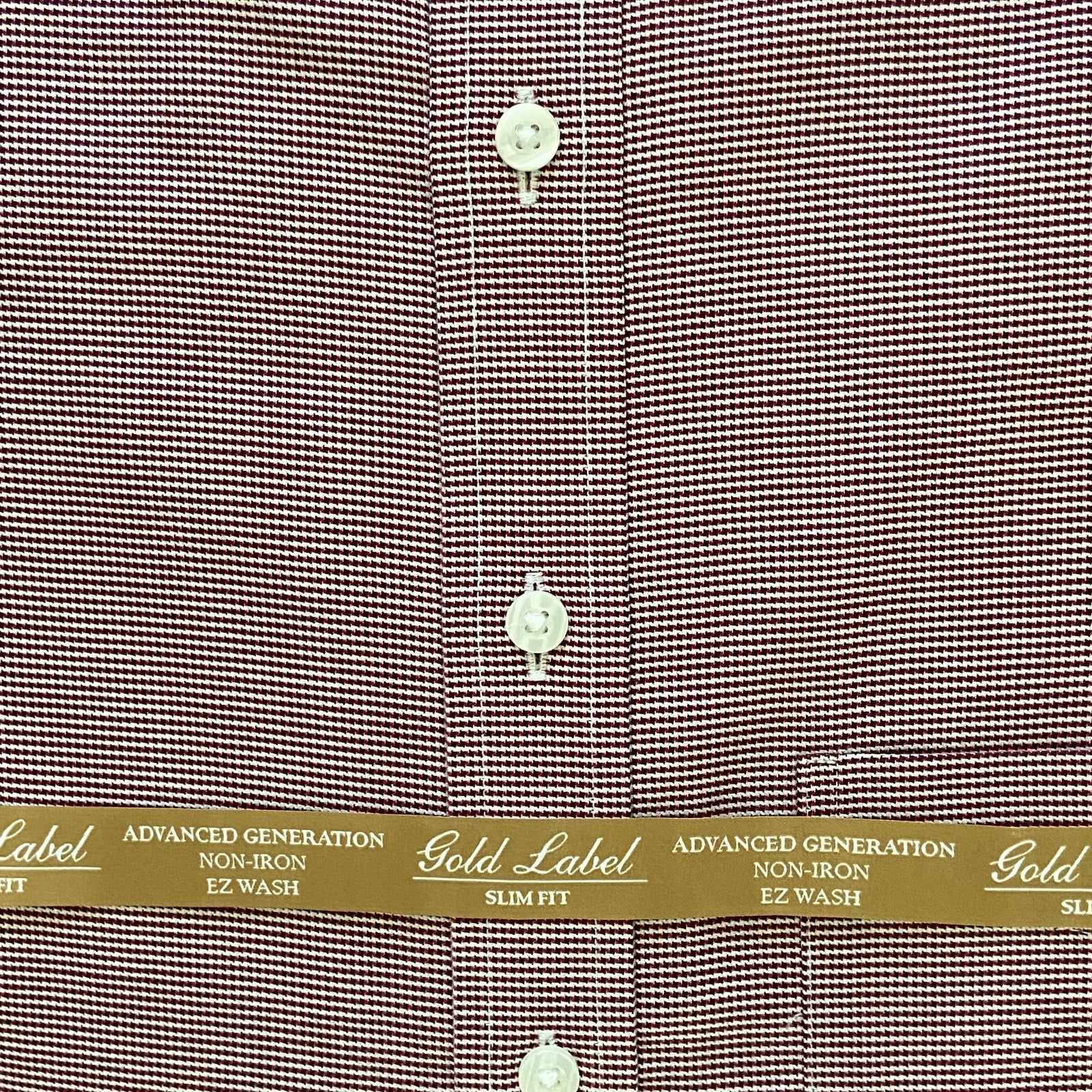 Roundtree & Yorke Shirt Men's 14.5 33 Slim Fit Cotton Dobby Red Houndstooth