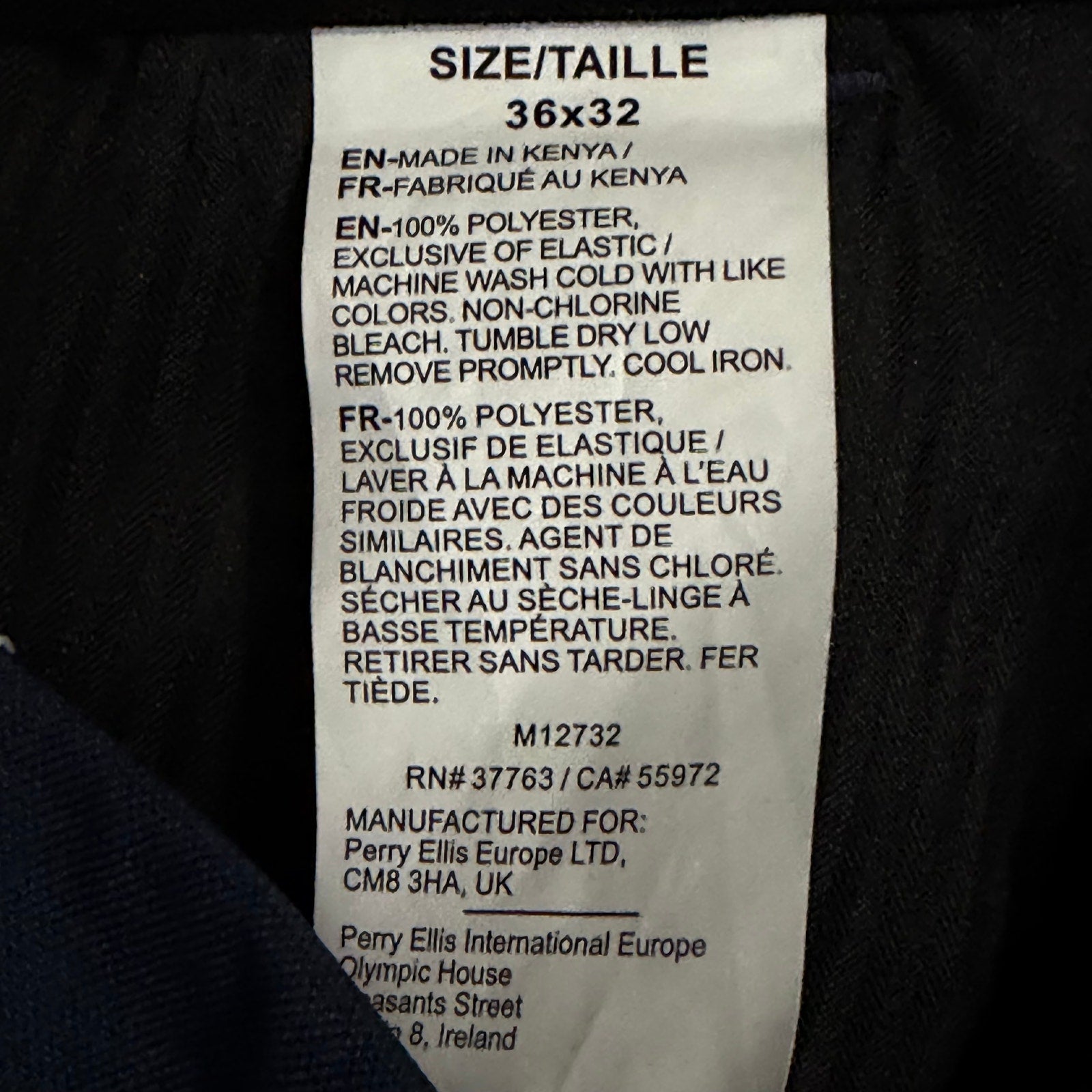 Perry Ellis Portfolio Pants Men's 36"x32" Modern Fit Dress Pants Mood Indigo