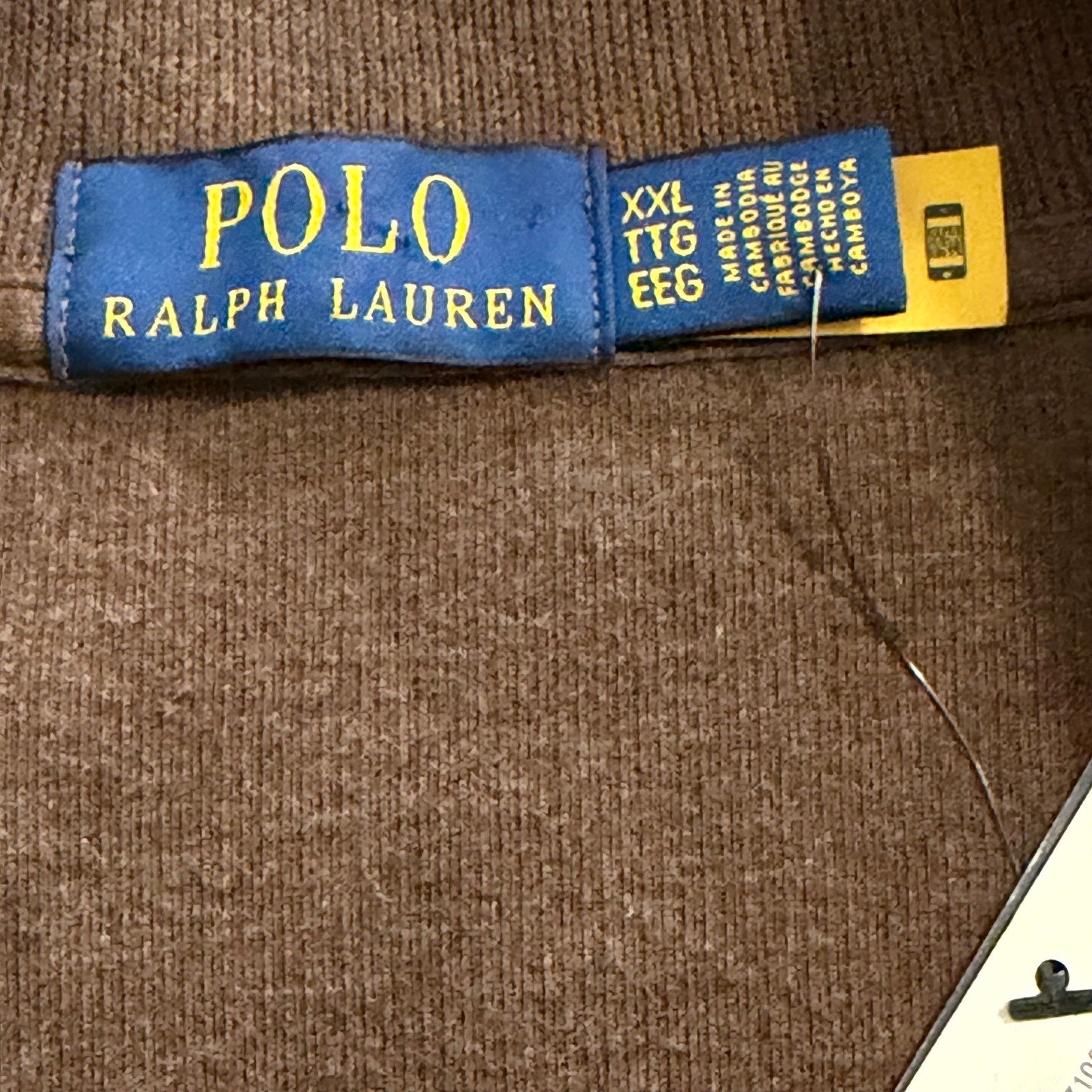 Polo Ralph Lauren Quarter-Zip Men's XXL Mock Neck Cotton Knit Pullover Brown