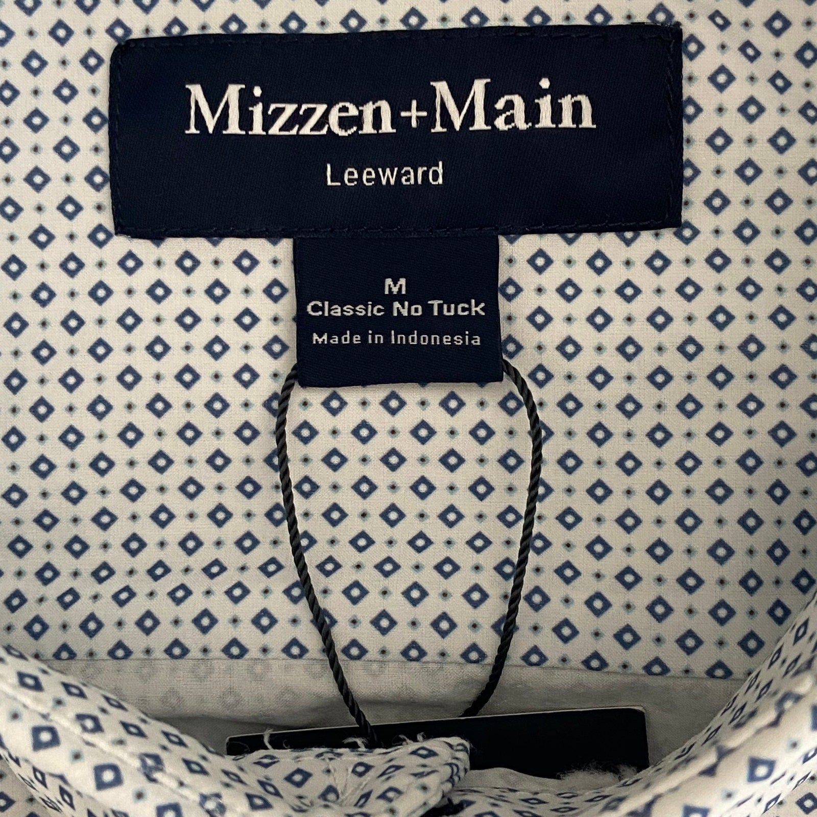 Mizzen+Main Shirt Men's Medium Leeward Classic Fit No Tuck Diamond Mosaic