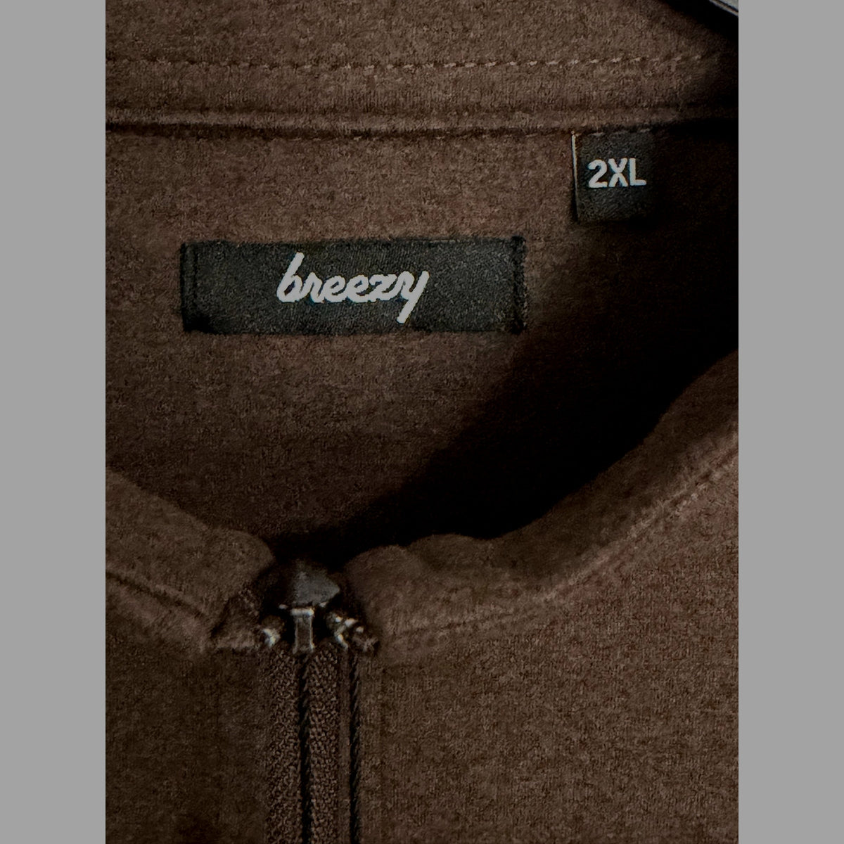 Breezy Quarter-Zip Pullover Men's XXL Long Slv Mock Neck Stretch Espresso