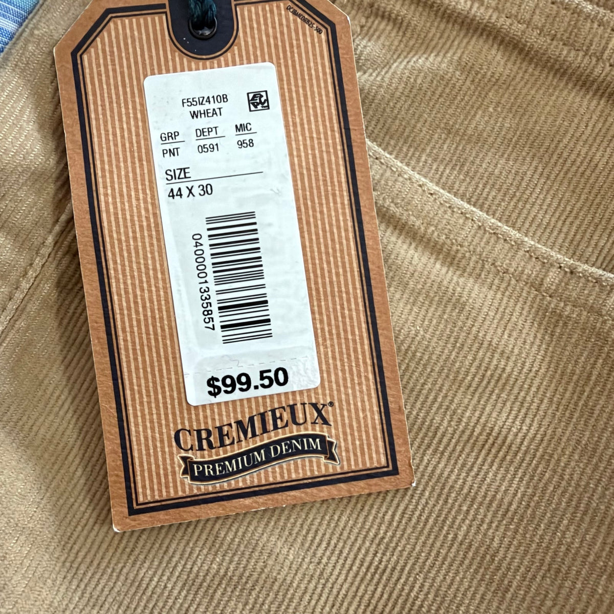 Daniel Cremieux Corduroy Pants Men's 44"x30" Straight Fit Stretch Wheat