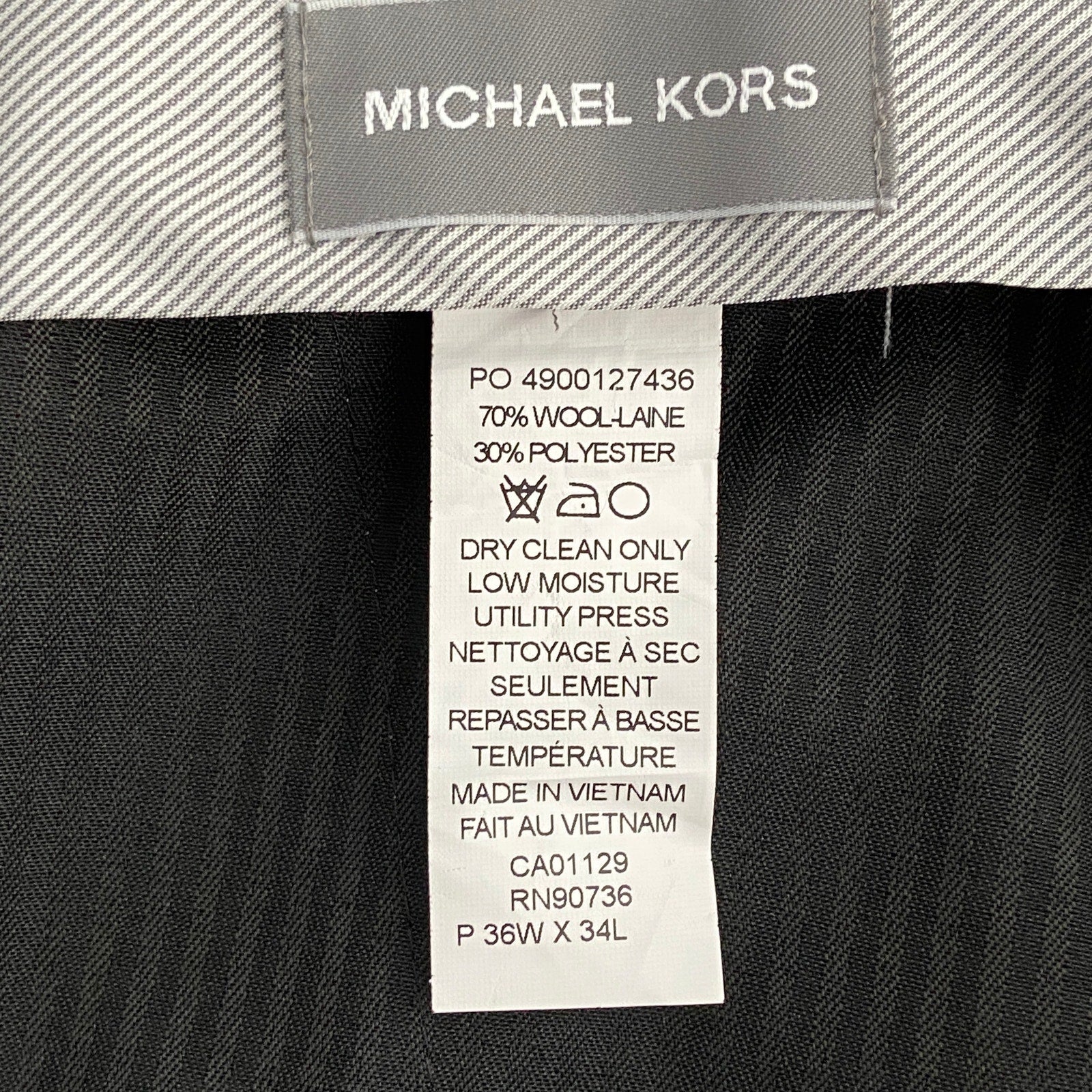 Michael Kors Suit Pants Men's 36x34 Modern Fit Wool Blend Lt Grey/Blue Check