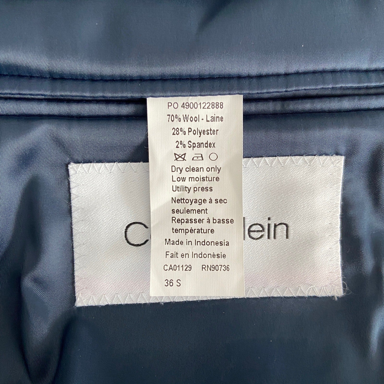 Calvin Klein Suit Jacket Men's 36 Short Slim Fit Malbin Wool Blend Navy