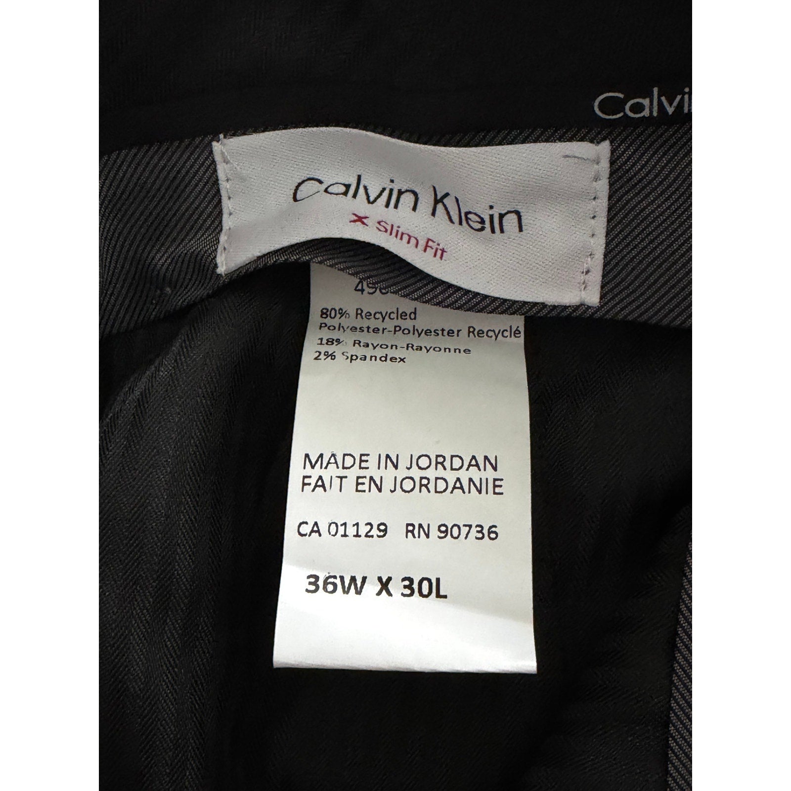 Calvin Klein Dress Pants Men's 36"x30" Slim Fit Jerome Flat Front Black