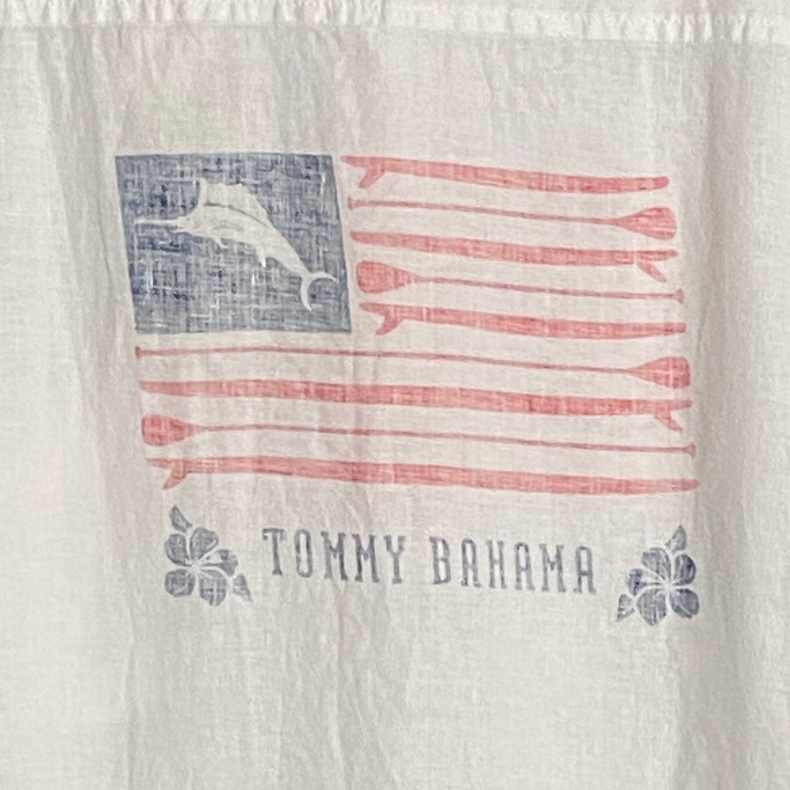 Tommy Bahama Men's 3XL Marlin & Stripes Long Sleeve Linen Shirt White