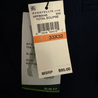 Perry Ellis Portfolio Pant Men's 33"x32" Slim Fit Flat Front Total Eclipse