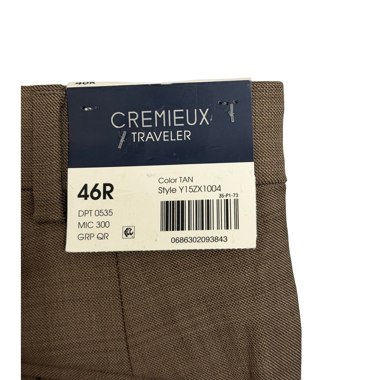 Daniel Cremieux Dress Pant Men's 46R Traveler Raw Hem Comfort Waist Tan