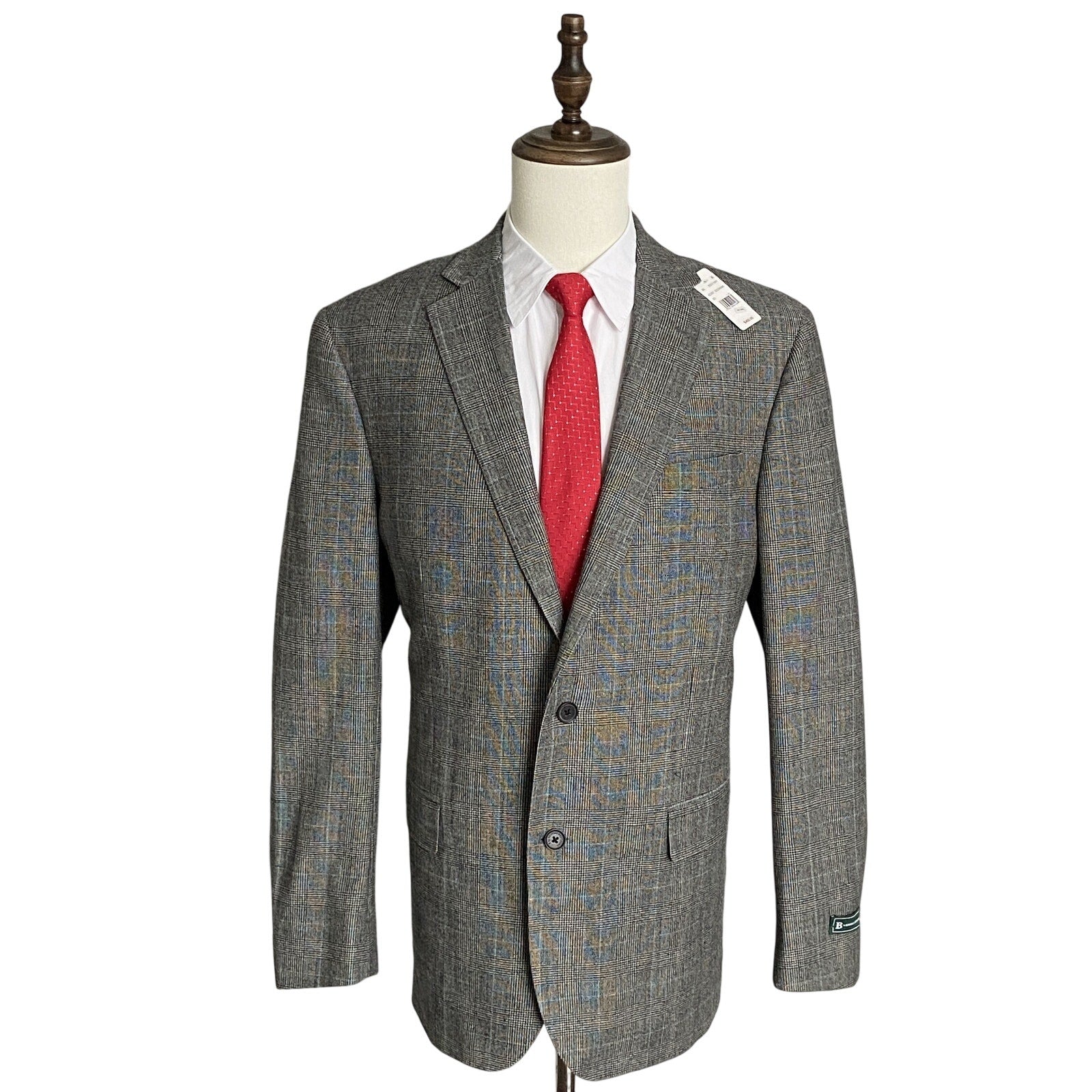 Brooks Brothers Sport Coat Men's 44 Long Sport Coat Grey Plaid Wool Blend