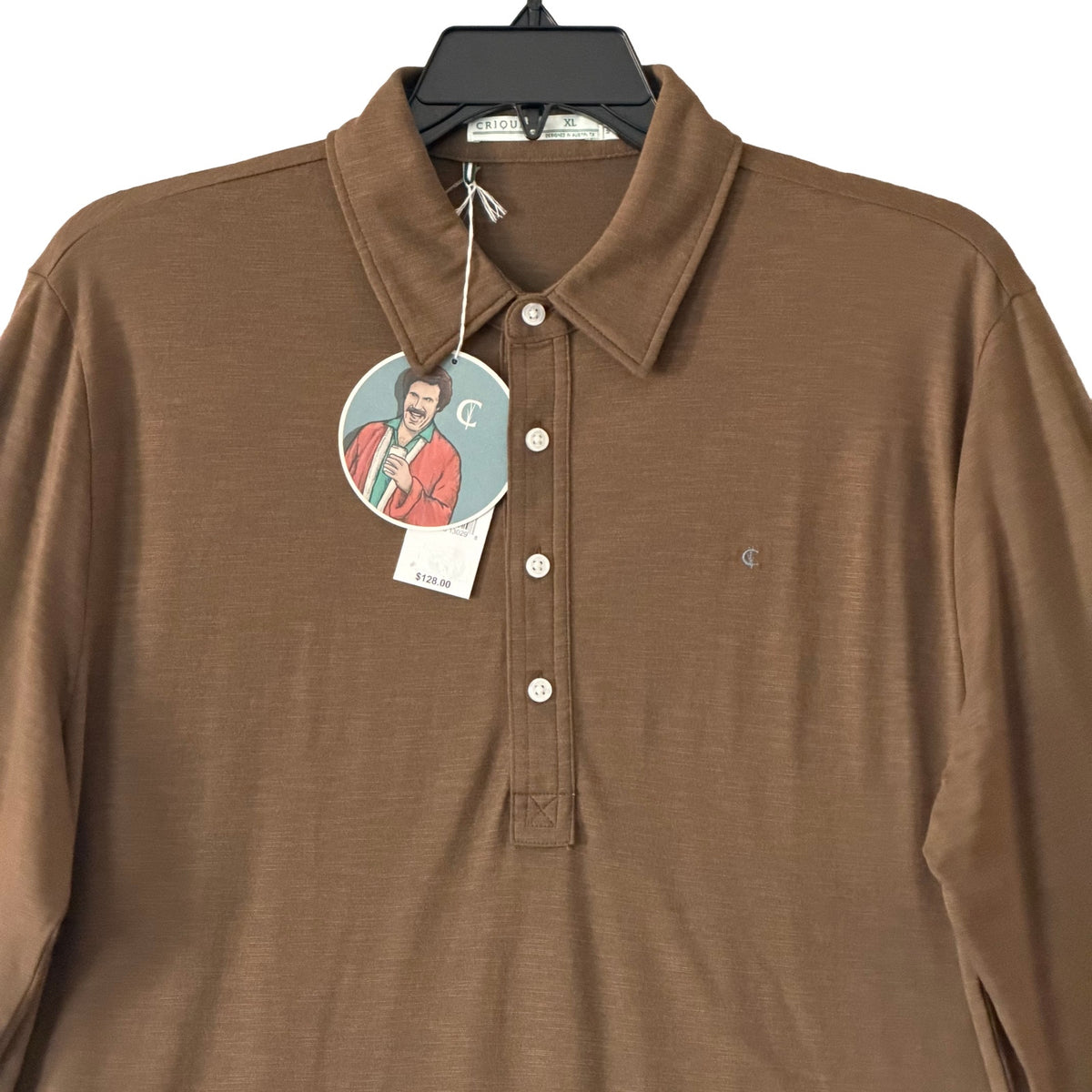 Criquet Polo Shirt Men's XL Long Sleeve Moisture Wicking Quick Dry Single Malt