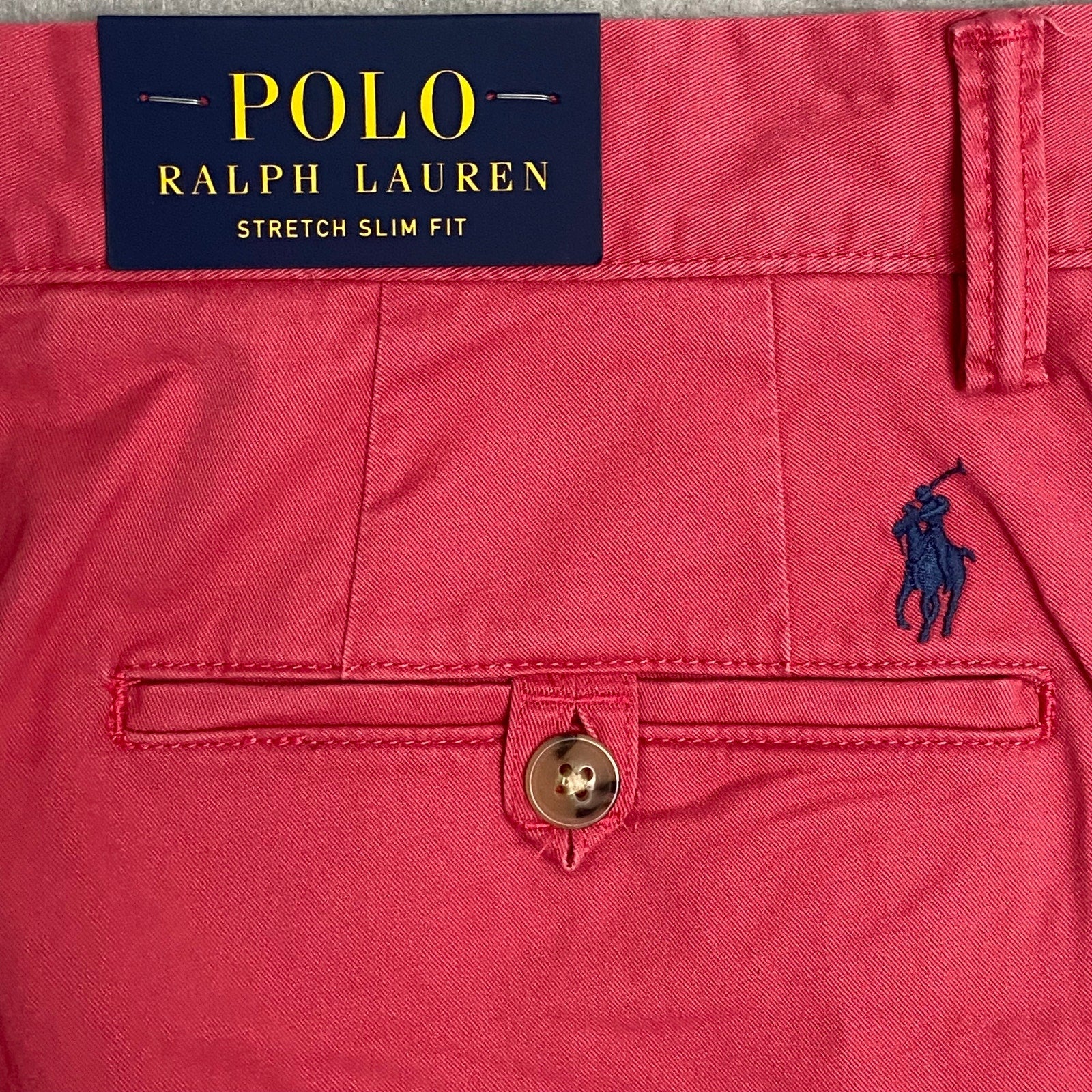 Polo Ralph Lauren Pants 33"x32" Slim Fit Chino Stretch Cotton Twill Red NEW