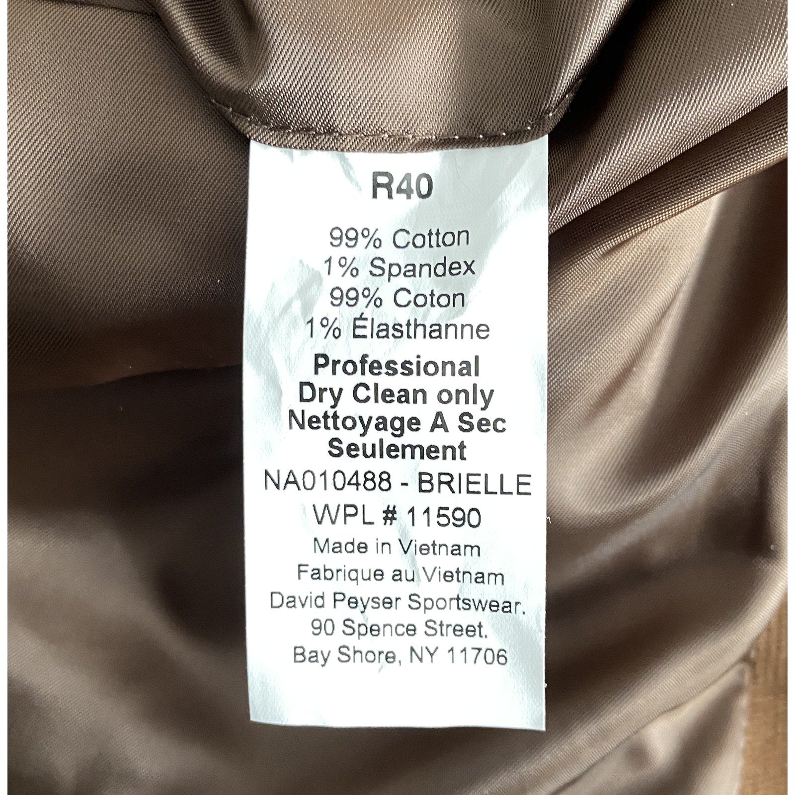 Nautica Sport Coat Men's 40 Regular Corduroy Modern Fit Camel Brown