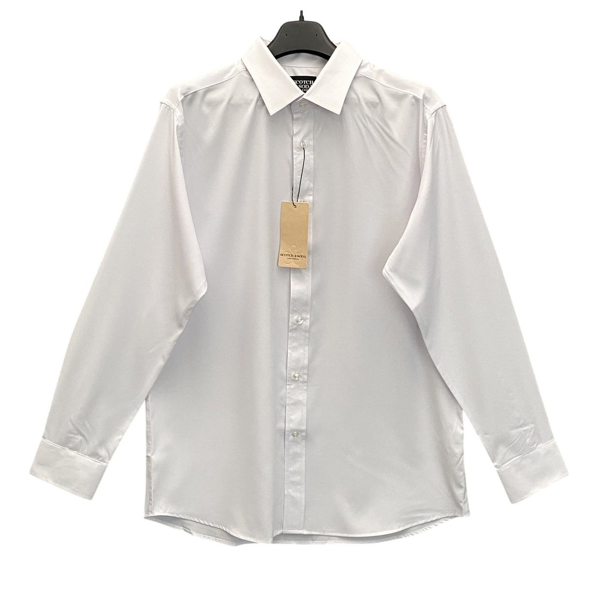 Scotch & Soda Dress Shirt Men's 18 34/35 Modern Fit Point Collar Solid White