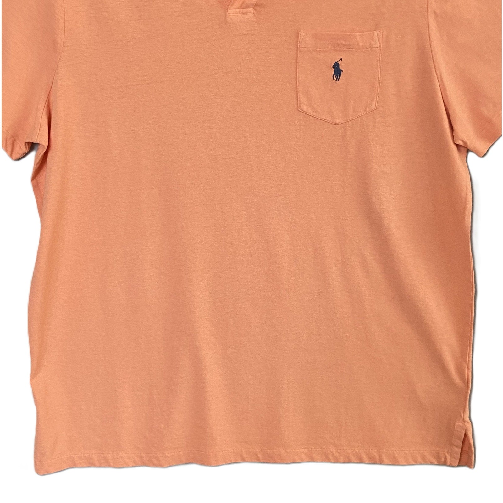 Polo Ralph Lauren Shirt Men's Large Buttonless Polo Cotton Linen Blend Pink NEW