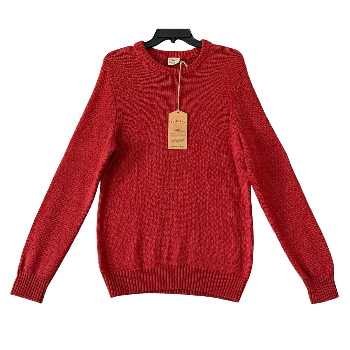 Faherty Heirloom Cotton Sweater Men's Medium Organic Cotton Crew Neck Red
