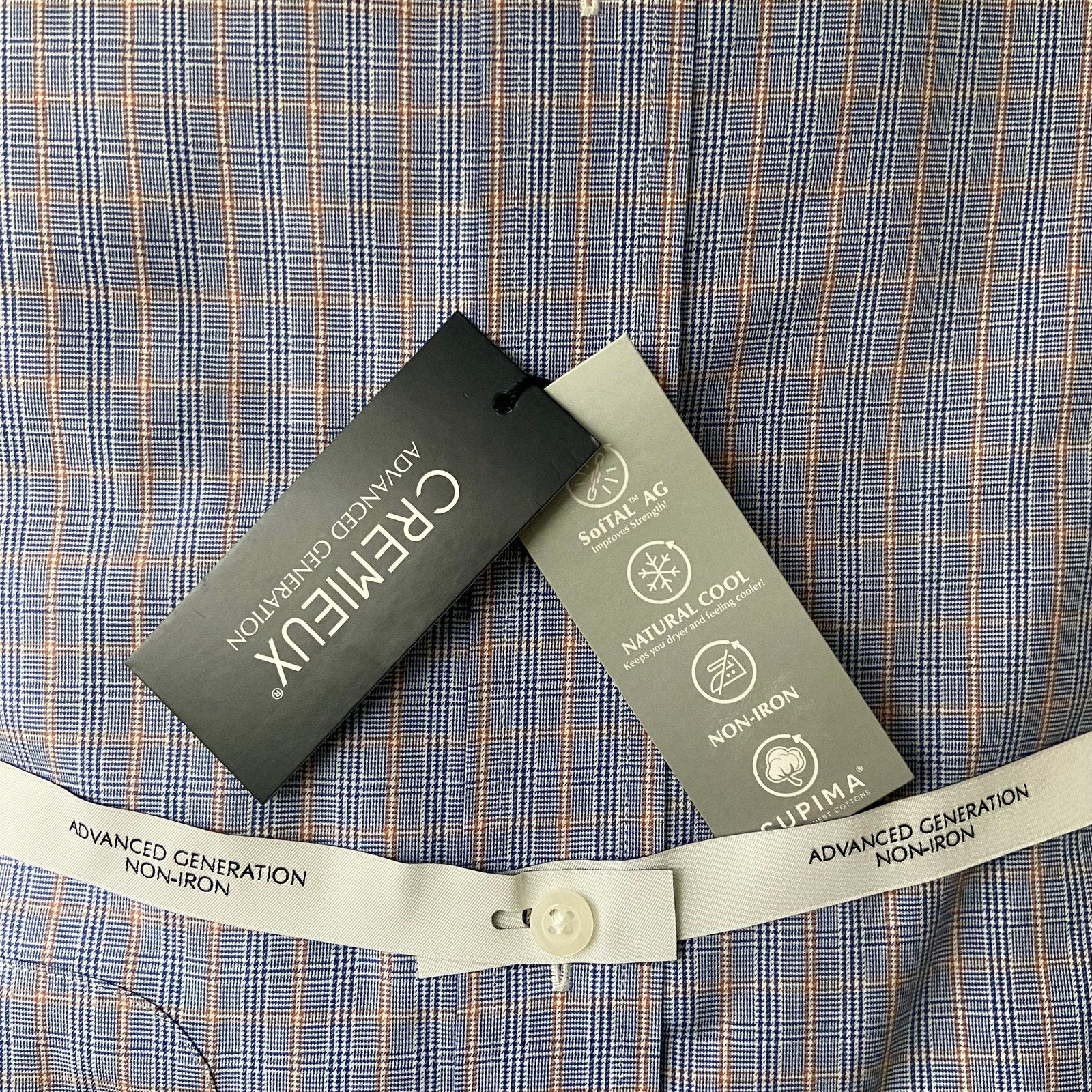 Daniel Cremieux Dress Shirt Men's 17-36 CLassic Fit Supima Cotton Blue Check