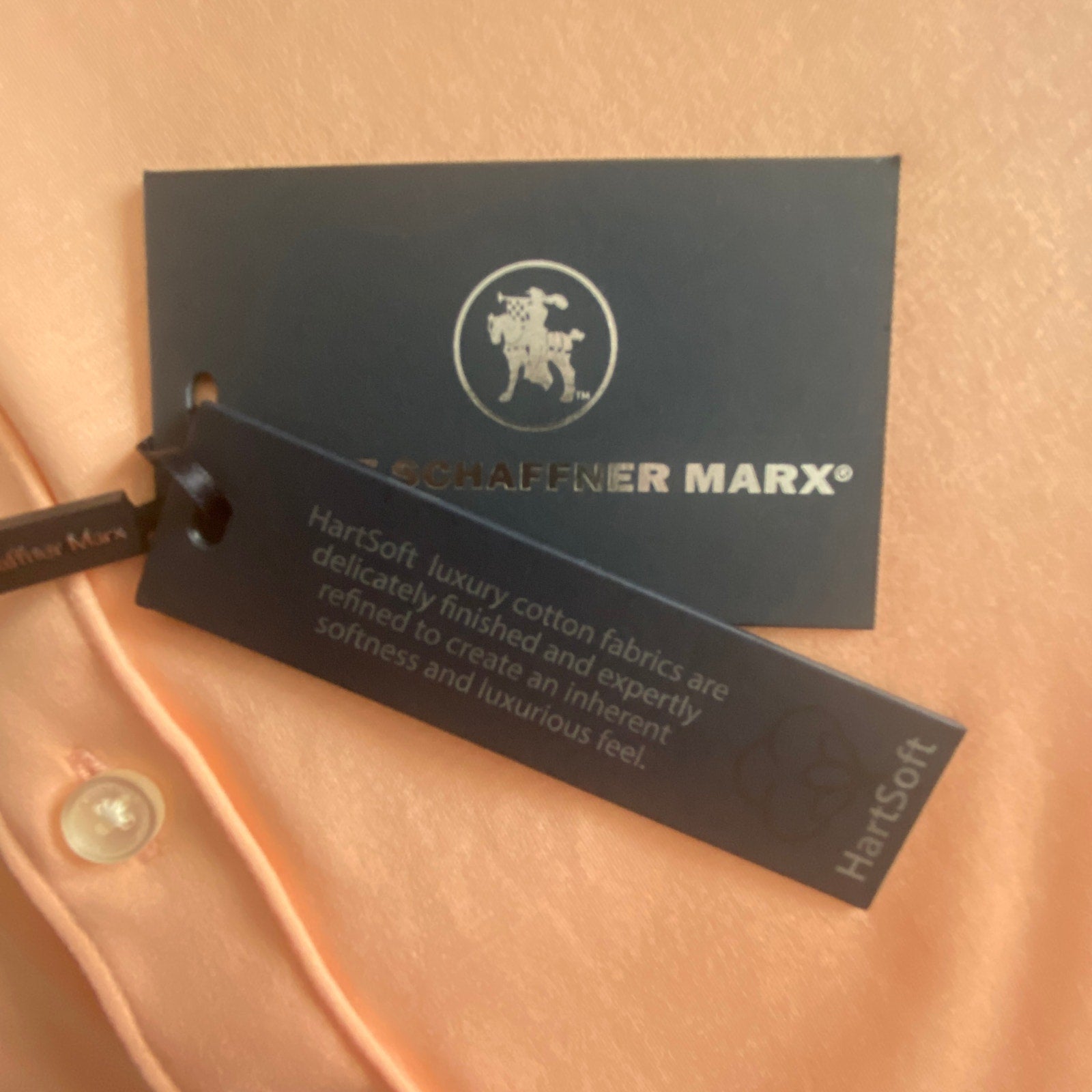 Hart Schaffner Marx Shirt Men's Small Harsoft Cotton Button-Up Polo Orange