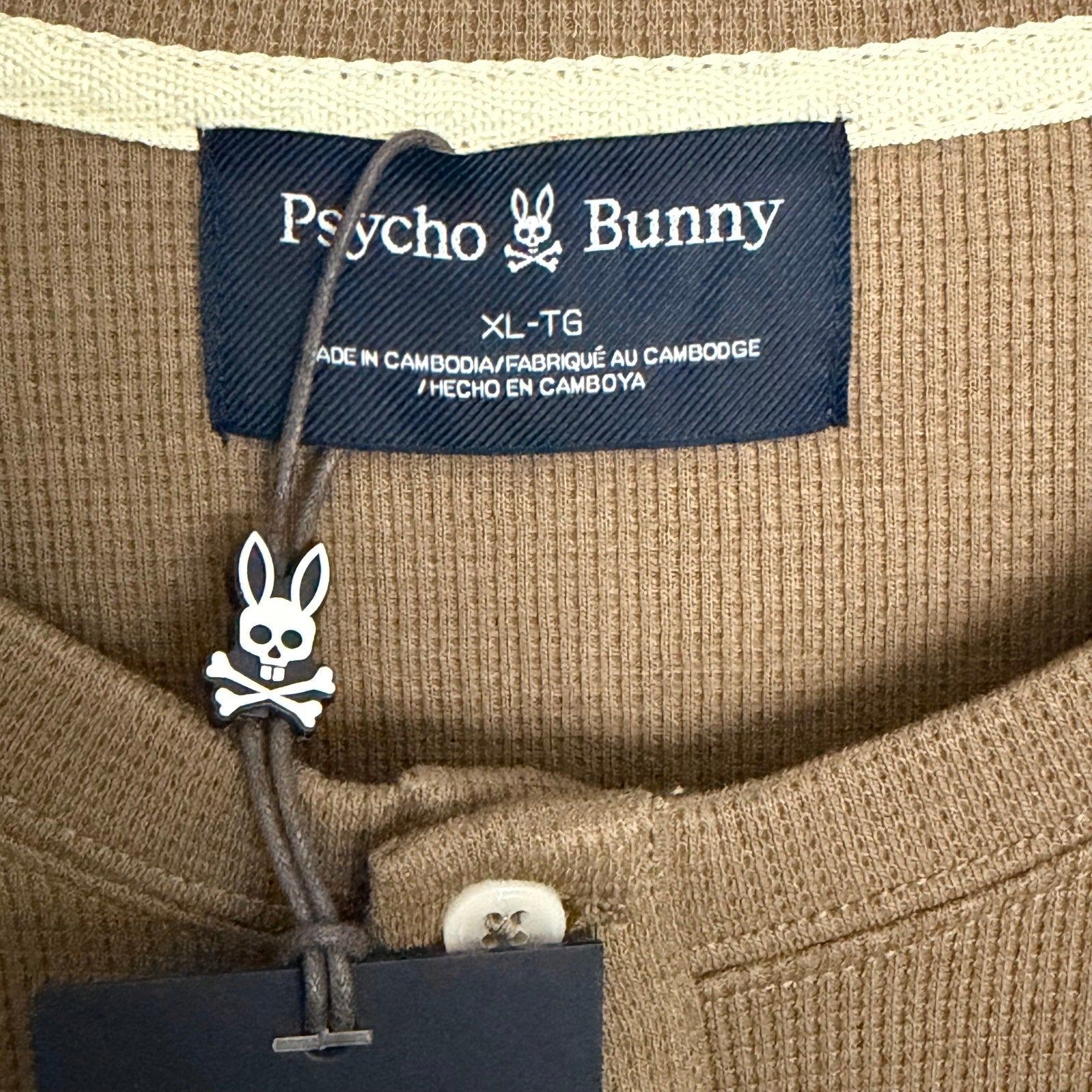 Psycho Bunny Henley T-Shirt Men's XL Long Sleeve Chest Pocket Dusky Green