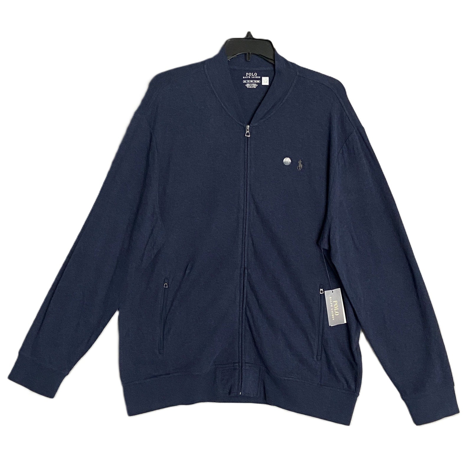 Polo Ralph Lauren Men's XXL Full-Zip Luxury Jersey Baseball Jacket Blue