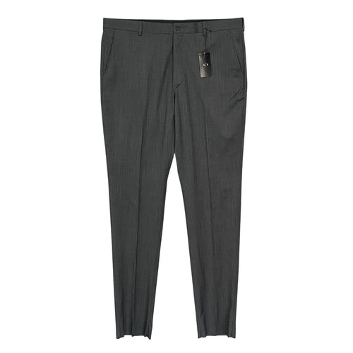 Armani Exchange Dress Pant Men's 40W Flat Front Raw Hem Stretch Wool Gray