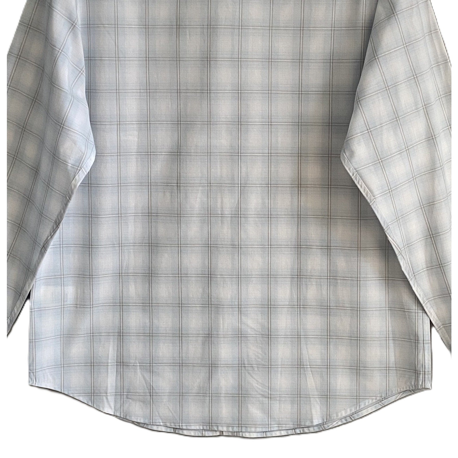 Bugatchi Dress Shirt Men's Small Long Sleeve Button-Up Blue Gray Window Pane