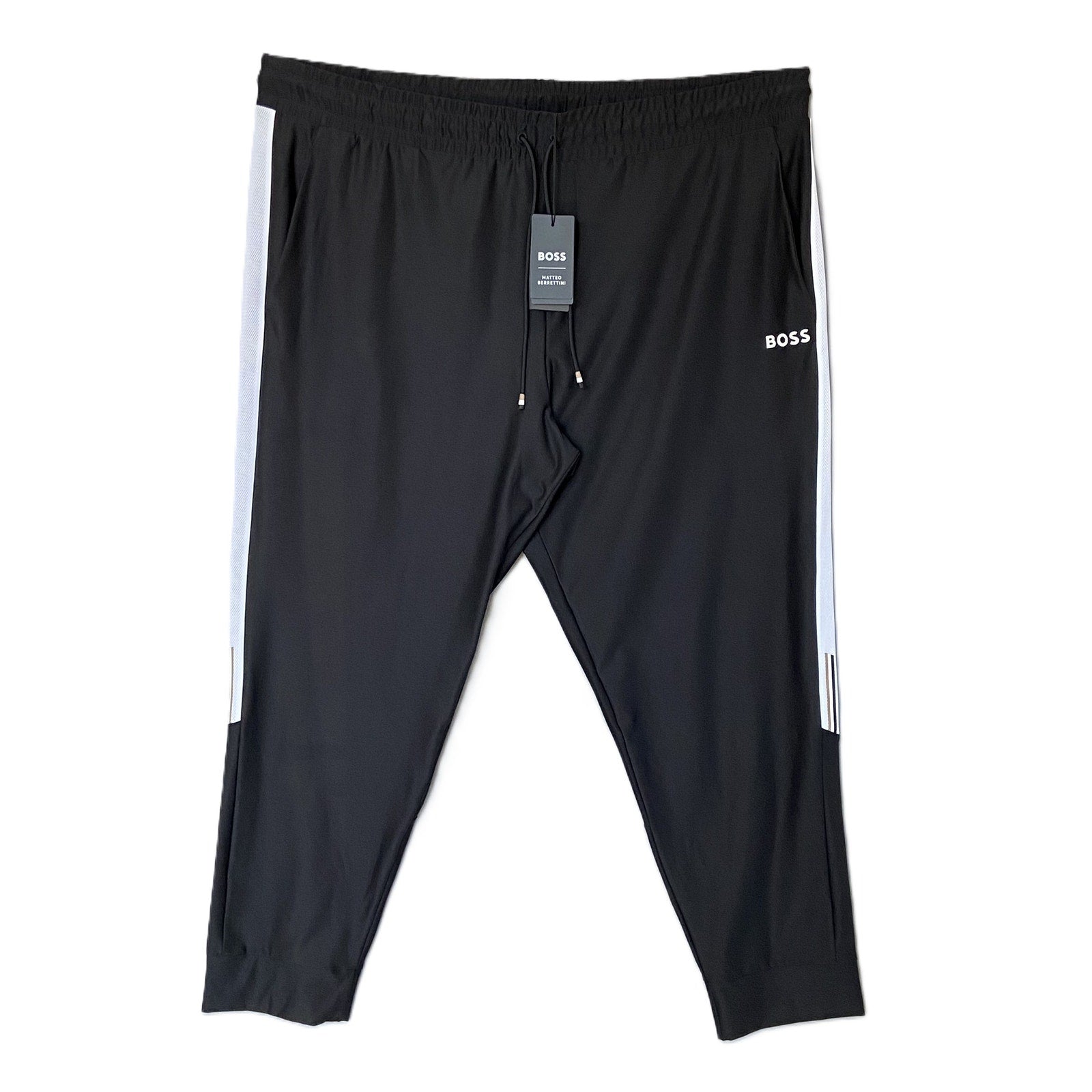 Boss Matteo Berrettini Joggers Men's 4XL Big & Tall Black w/White Stripe
