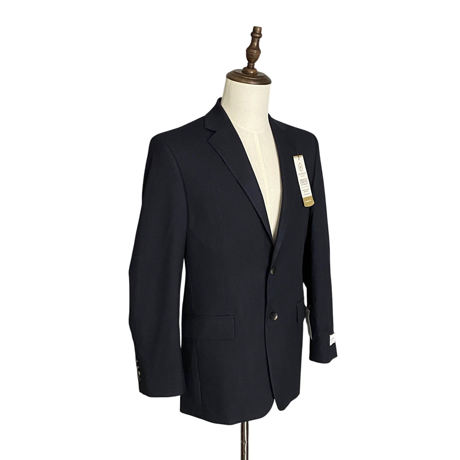 Haggar Suit Jacket Men's 38 Regular Classic Fit Stretch Solid Dark Blue