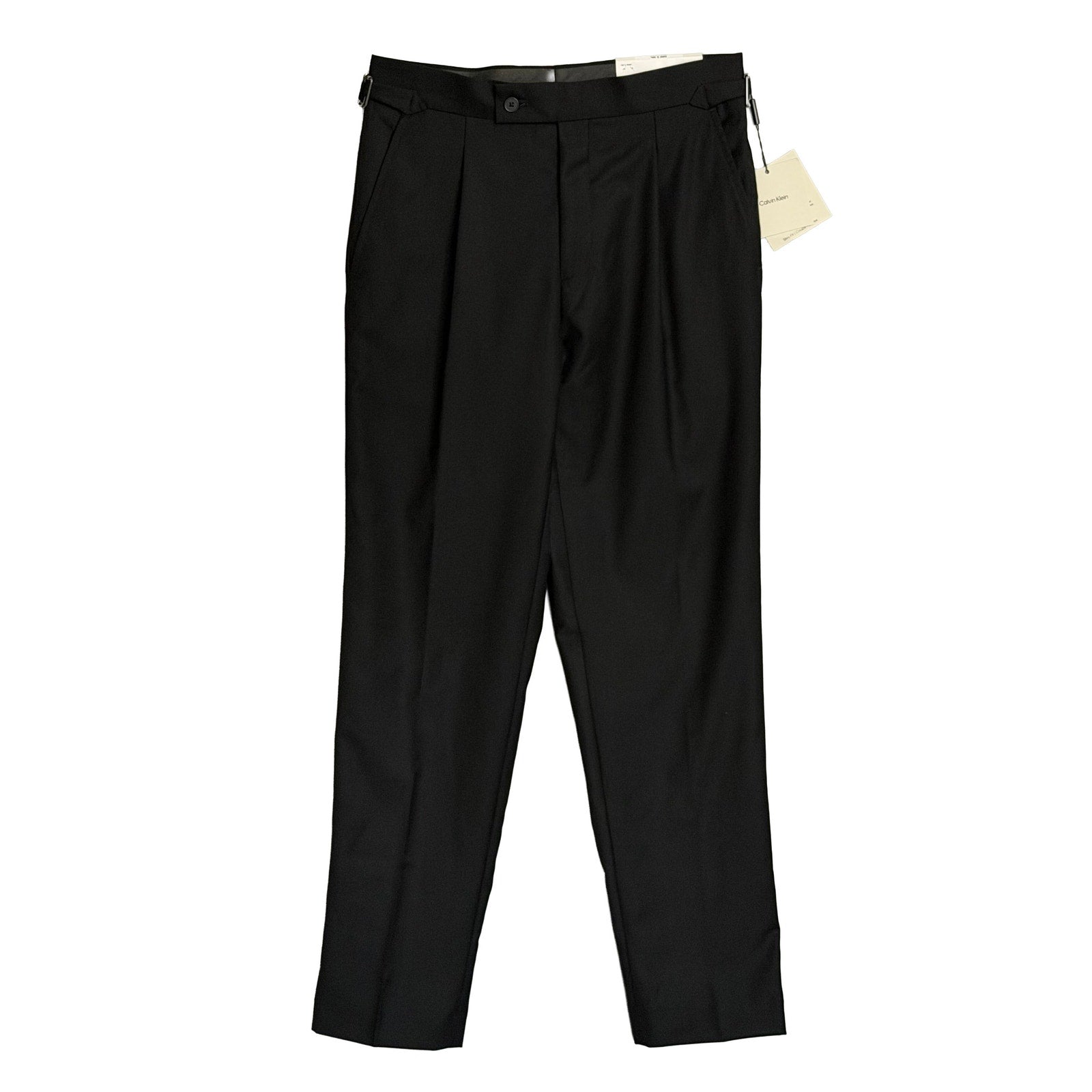 Calvin Klein Dress Pant Men's 30"x30" Slim Fit Wool Pleated Front Black
