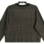 Perry Ellis Sweater Men's LT Big & Tall Yarn Herringbone Crew Neck Black