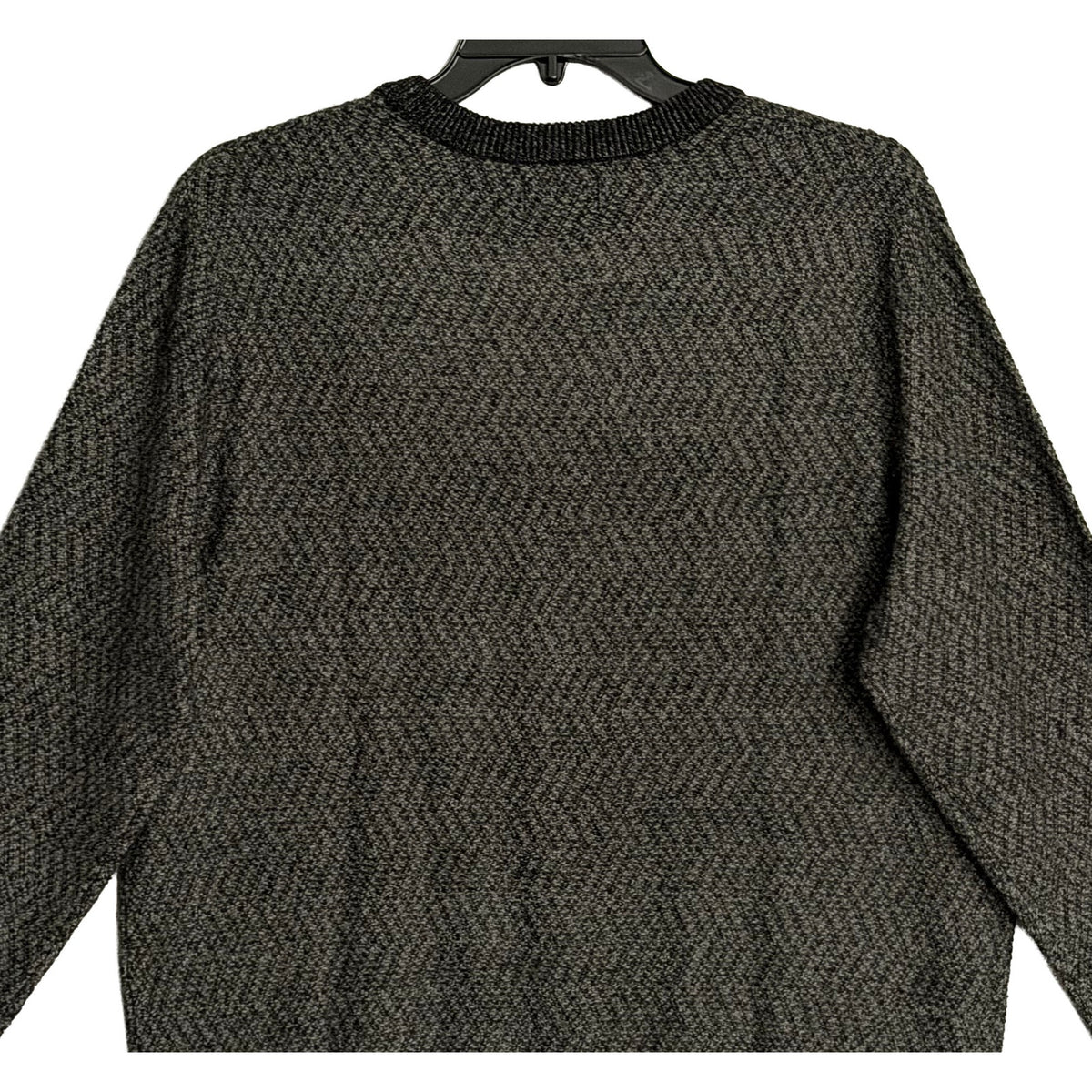 Perry Ellis Sweater Men's LT Big & Tall Yarn Herringbone Crew Neck Black