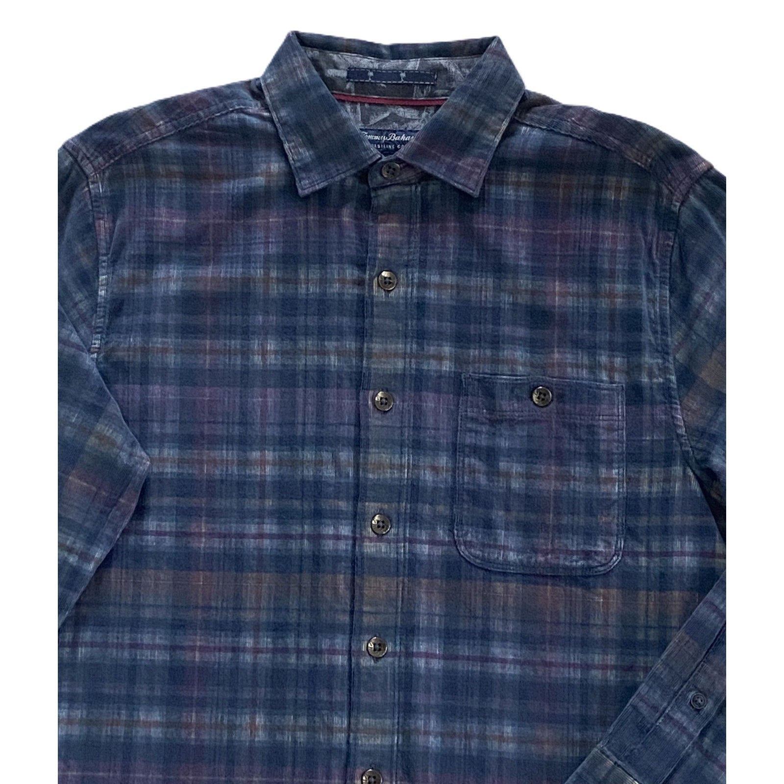 Tommy Bahama Casual Shirt Men's Small Coastline Cord Check Island Navy