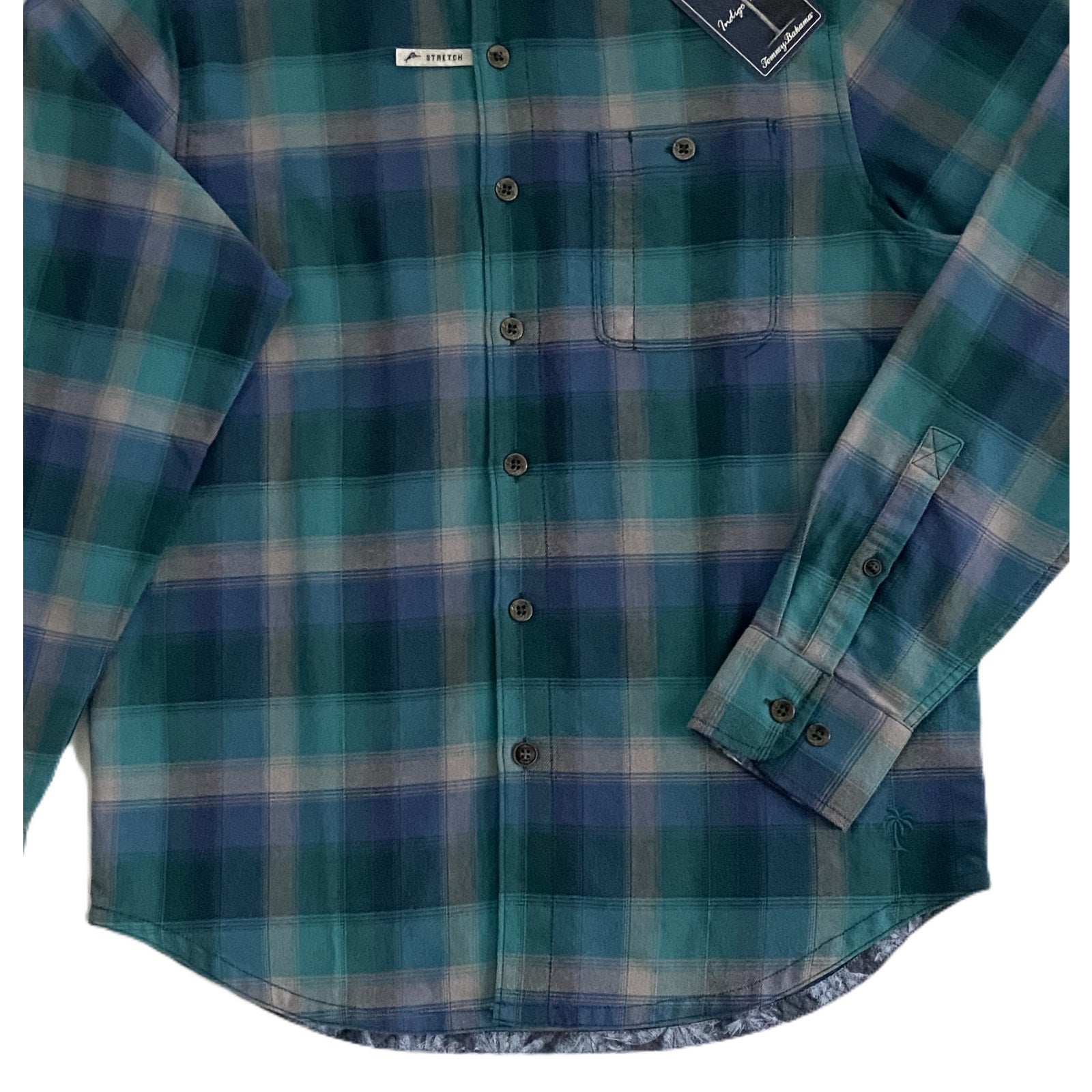 Tommy Bahama Shirt Men's Small Canyon Beach Flannel Fireside Check Seaway