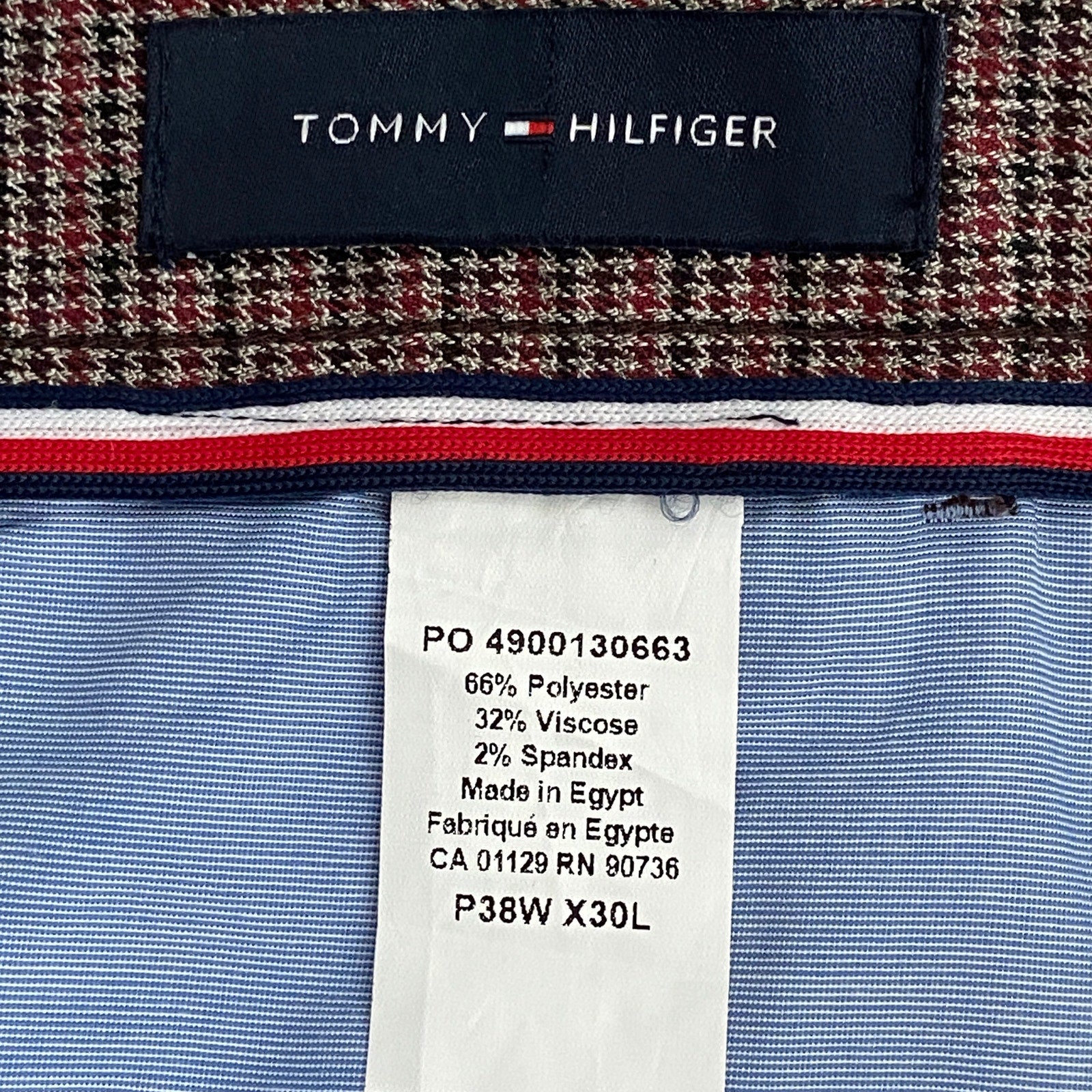 Tommy Hilfiger THFlex Men's 38x30 Dress Pants Tate Stretch Grey/Red