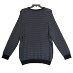 Perry Ellis Men's XLT Big & Tall Geometric Jacquard Crew Neck Sweater Indigo