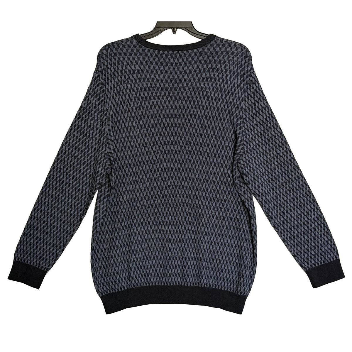 Perry Ellis Men's XLT Big & Tall Geometric Jacquard Crew Neck Sweater Indigo