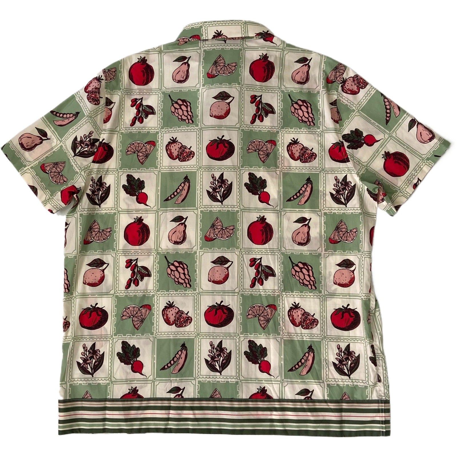 Murano Casual Shirt Men's XL "From the Garden" Slim Fit Short Slv Green/Red