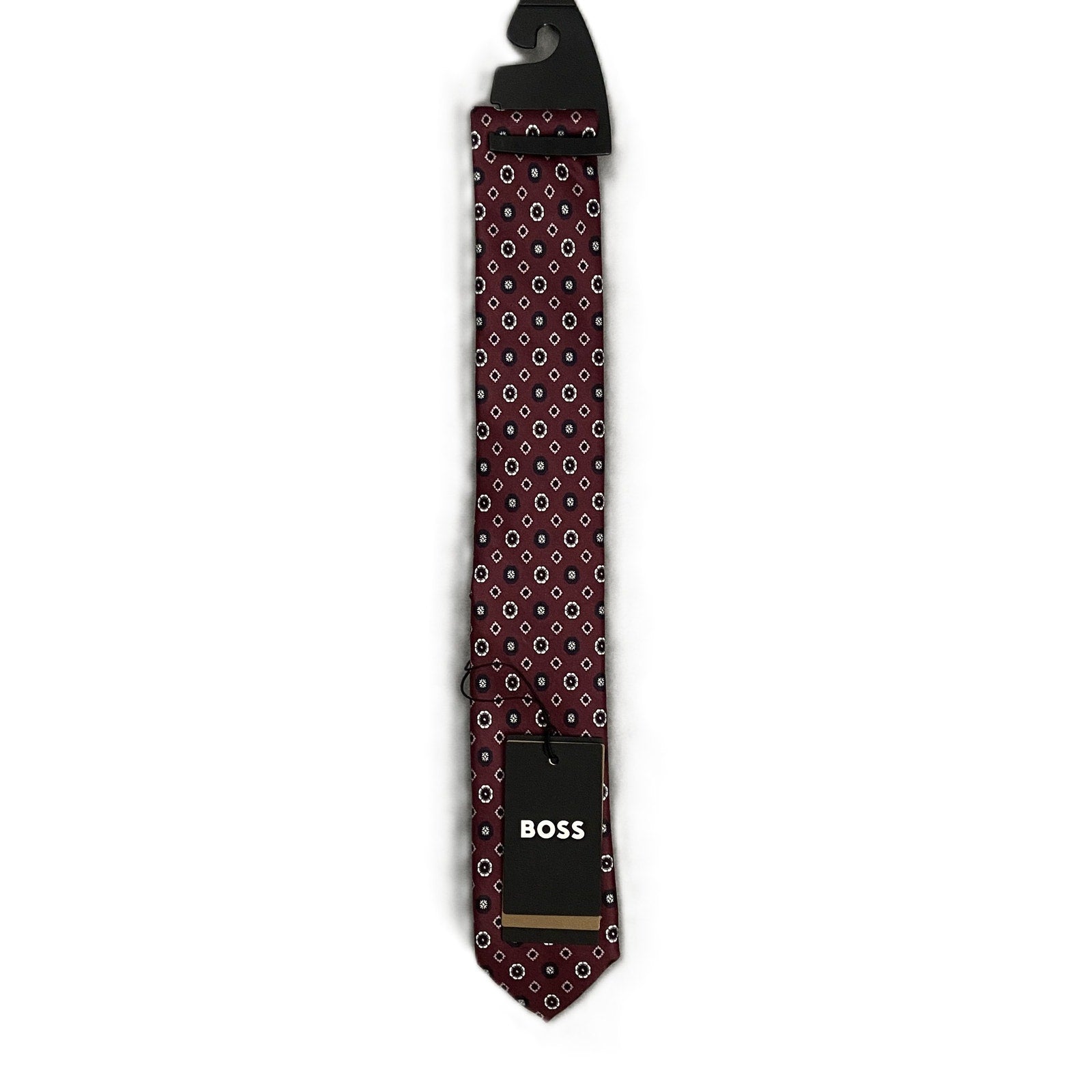 Boss Men's Slim 2.36" Tie 100% Silk Red Floral Print Made in Italy