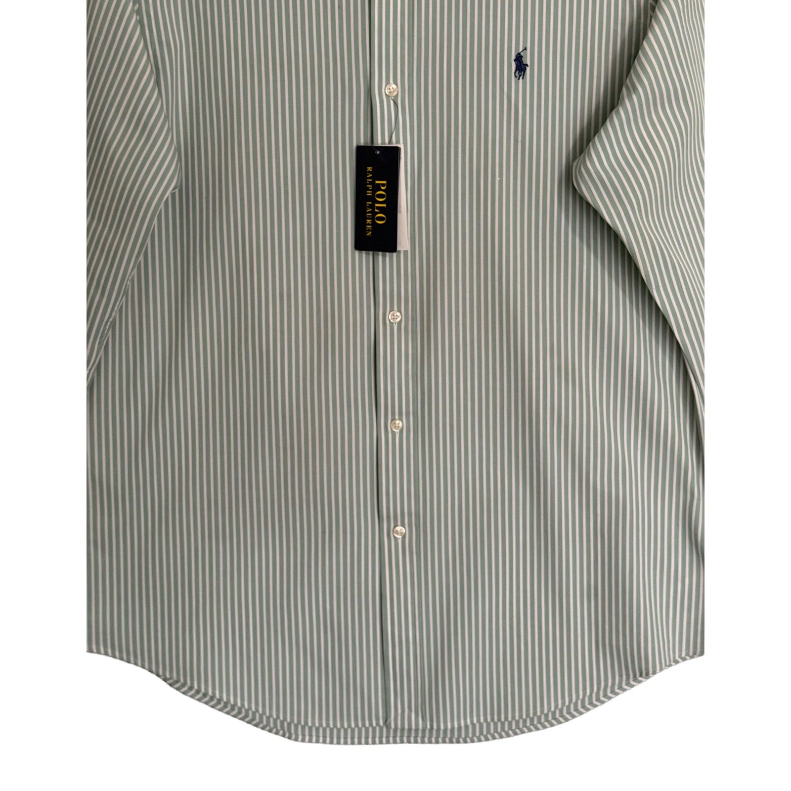 Polo Ralph Lauren Shirt Men's Large Classic Fit Dress Shirt Green White