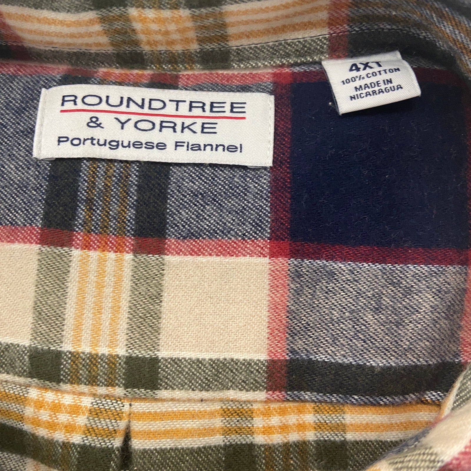 Roundtree & Yorke Big & Tall Men's 4XT Portuguese Flannel Button-Down Shirt