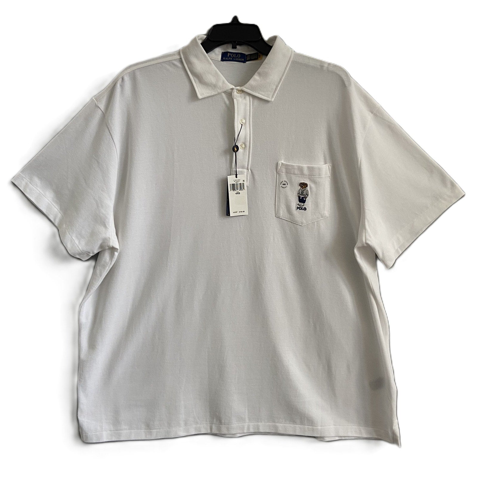 Polo Ralph Lauren Shirt Men's 4XB Polo Bear Knit Short Sleeve Polo White