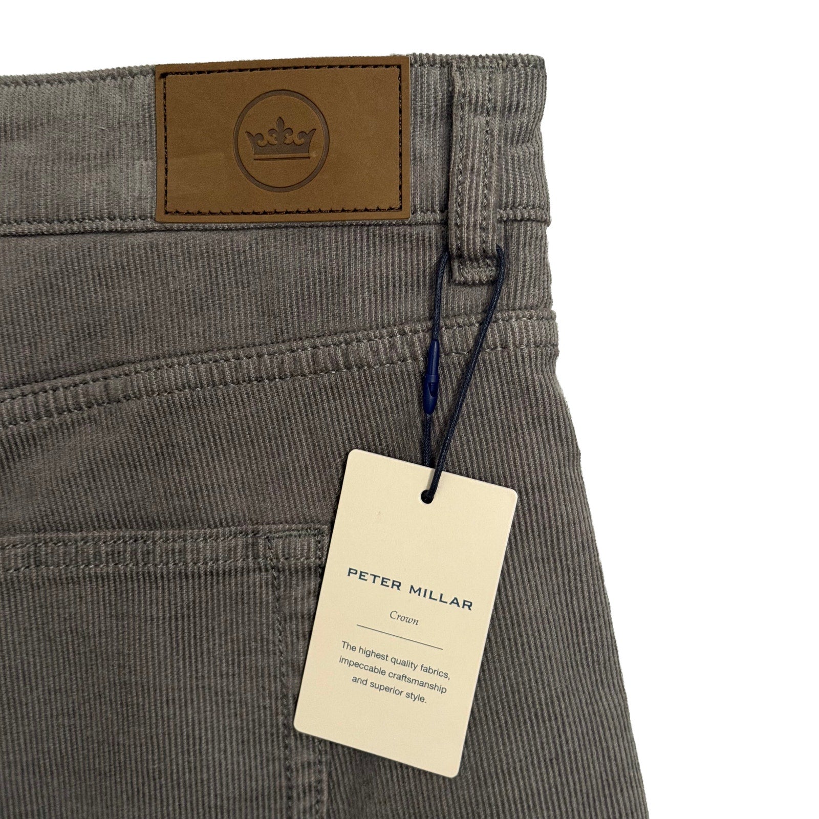 Peter Millar Pants Men's 40"x33" Superior Soft Corduroy 5-Pocket Oslo Grey NWT