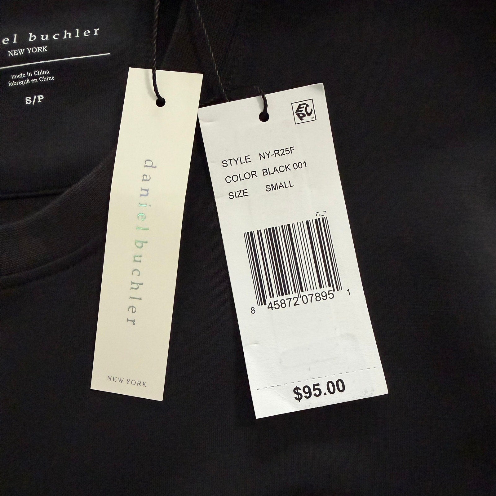 Daniel Buchler T-Shirt Men's Small Crew Neck Long Sleeve Stretch Solid Black